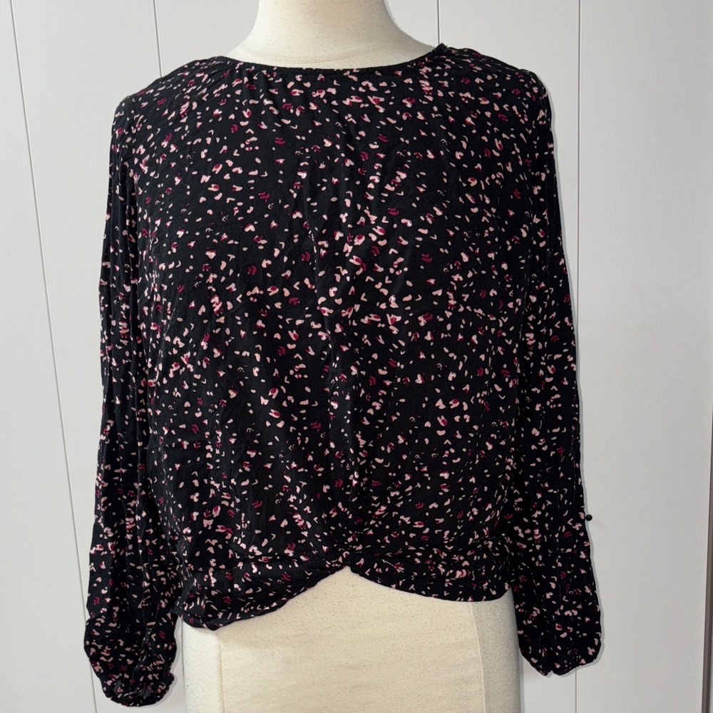 Torrid Black Blouse with Pink Accents